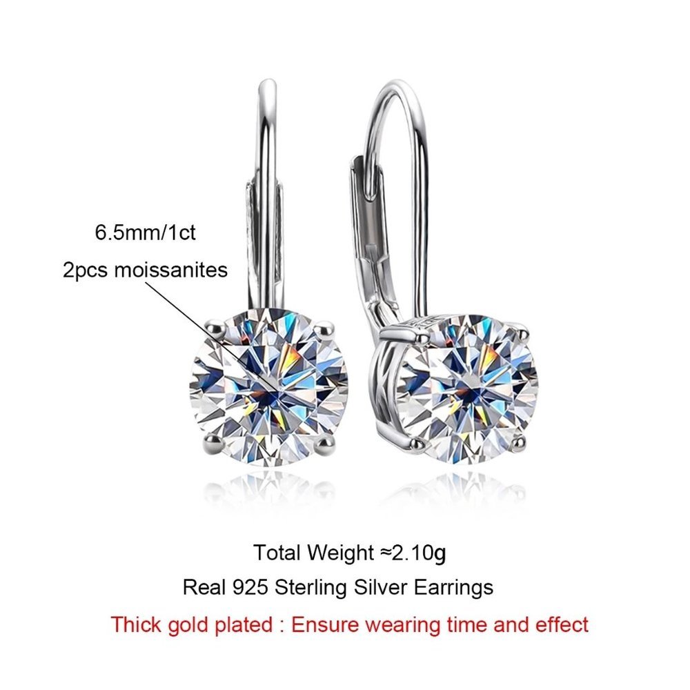 Certified 2ct. t.w. Moissanite Diamond Dangle Drop Earrings NEW - Picture 3 of 10